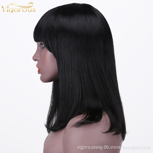 Straight black cheap wholesale short glueless private label inch bob pixie cut brazilian 100% human hair wig black women